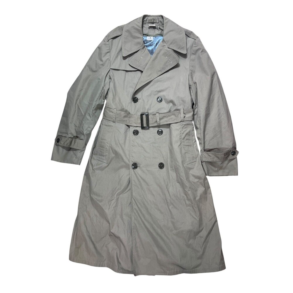 Vintage U.S. Military All Weather Trench Coat Khaki 38L Removable Liner